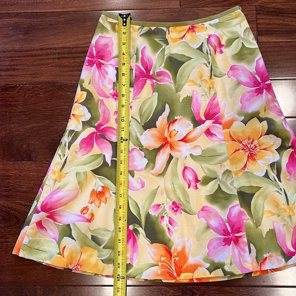 Talbots ladies flared floral spring summer skirt fully lined petite size 4 - Picture 9 of 12